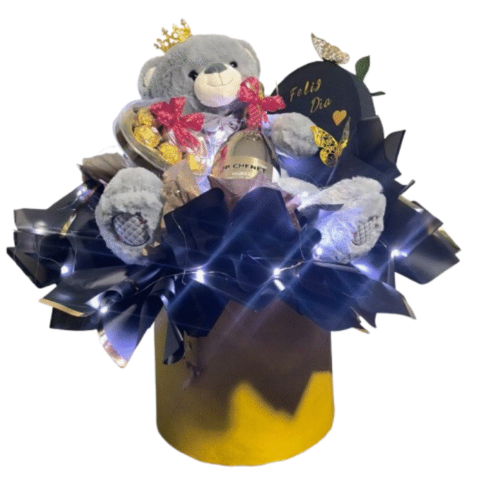 Peluche chocolates y vino Caja Glamour - Imagen de 1