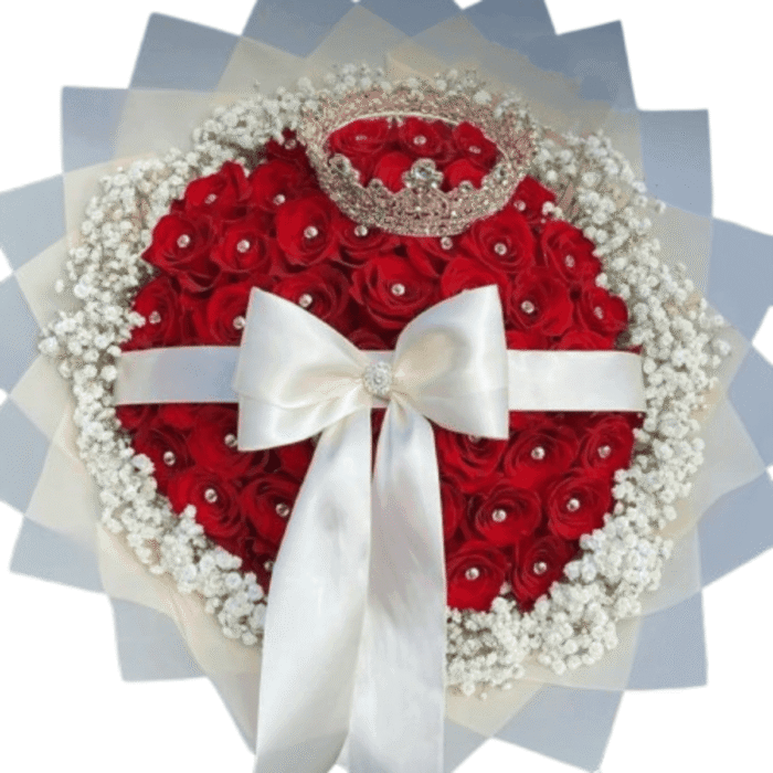 Rosas rojas y gitsofilias Bouquet Angelical - Image 1