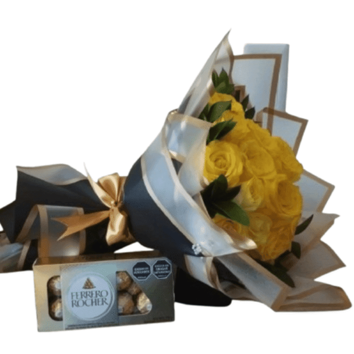 Rosas amarillas con chocolates Bouquet Suria - Imagen de 1
