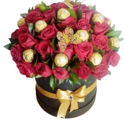 Rosas rojas y chocolates Caja Armony