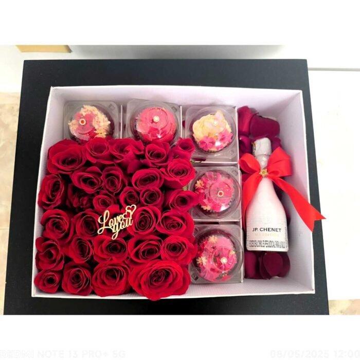 Rosas cupcake y vino Mariposas y Dulzura - Imagen de 4