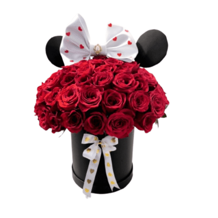 Caja Minnie 75 rosas rojas
