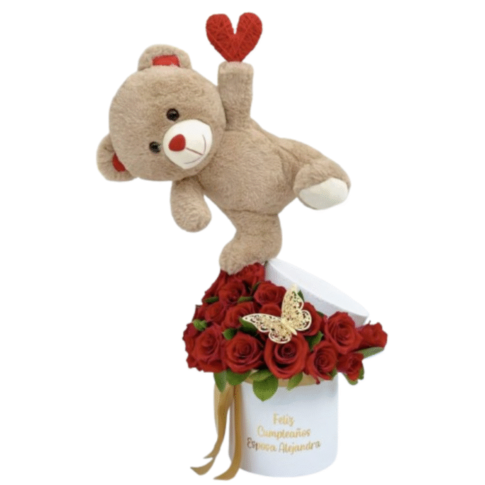 Oso peluche rosas rojas - Imagen de 1