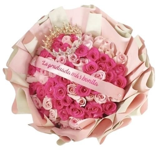 Ramo de Rosas Rosadas Personalizado para Grado